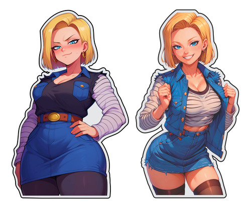 2 Stickers Anime Calcomonia Waifu 18 Para Moto Auto 17cm