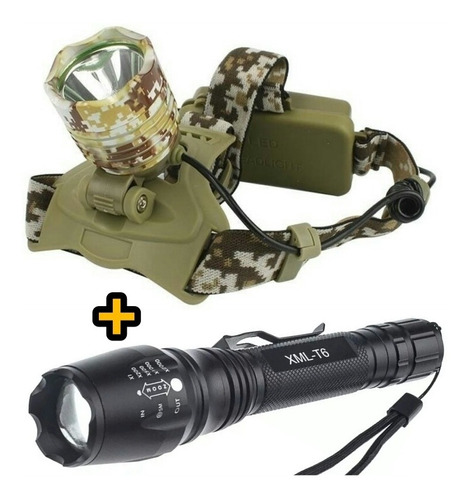 Linterna Táctica 2500 Lm + Minero Camuflado De Regalo Nuevos