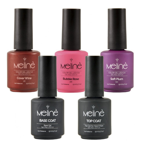 3 Esmaltes Semipermanentes Leduv Color Top Base Meline