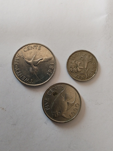 3 Monedas De Bermudas 5-10-25 Cents 1971-1981(aa4