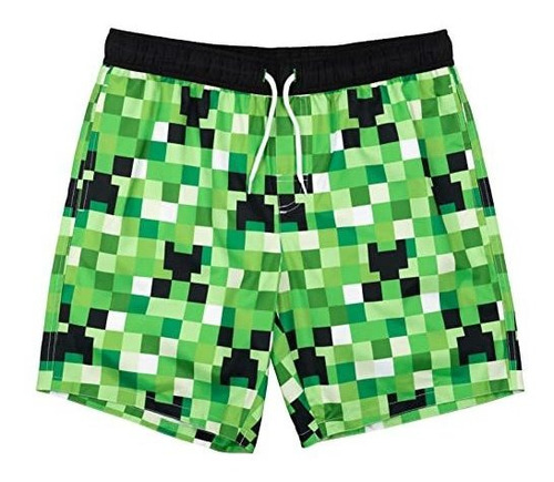 Minecraft Mens Swim Trunks Bañador Traje Verde Pqbfi