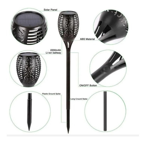 Imagen 4 de 7 de Pack X4 Mini Lampara Luces Solares Antorchas Led Estaca