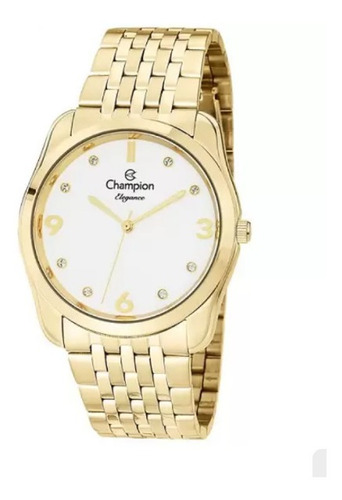 Relógio Champion Dourado Feminino + Colar E Brincos (kit)