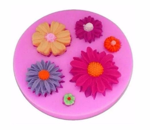 Molde De Silicone Com 6 Flores Florzinha Margaridas Girassol