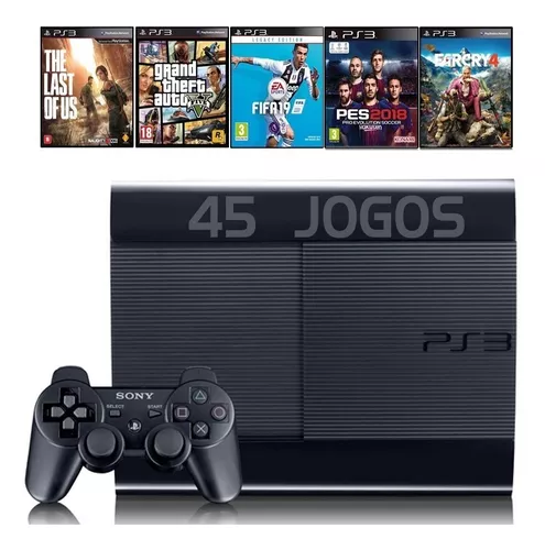 Playstation 3 Ps3 Super Slim + 45 Jogos + Fifa 19 + Gta5