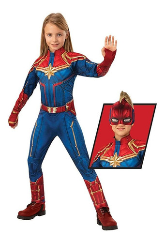 Disfraz Marvel Capitana Marvel Niña, Talla L 700597, Azul/rojo