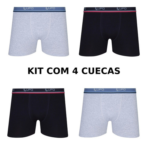 Imagem 2 de 10 de Kit 4 Cuecas Boxer Lupo Em Algodão Masculina Cotton Original