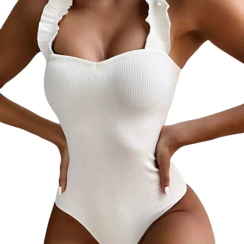 Traje De Baño De Una Pieza De Poliéster De Color Liso Para M