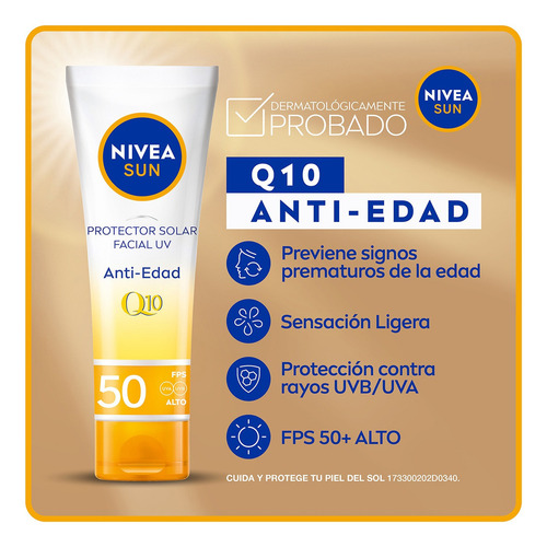 Protector Solar Facial Nivea Sun Anti Edad Q10 Fps50+ 50 Ml