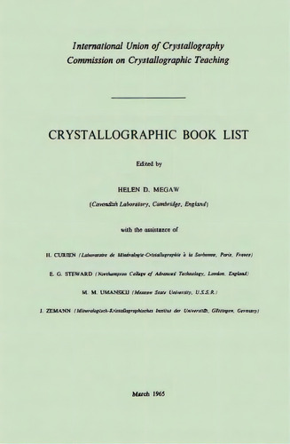 Crystallographic Book List, De H. Curien. Editorial Springer, Tapa Blanda En Inglés