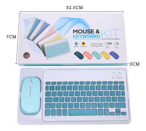Kit Teclado Mouse S/ Fio Recarregável Bluetooth Pc Tablet Mouse Branco Teclado Branco