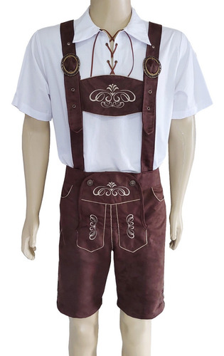 Traje Típico Oktoberfest Lederhose Masculino Em Camurça