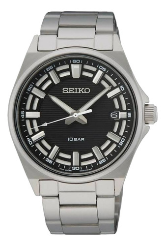 Seiko Reloj Sur505p1 Quartz Hombre Plateado Negro 