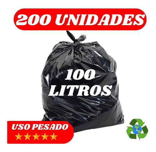 Saco De Lixo 100l 200un Biodegradavel