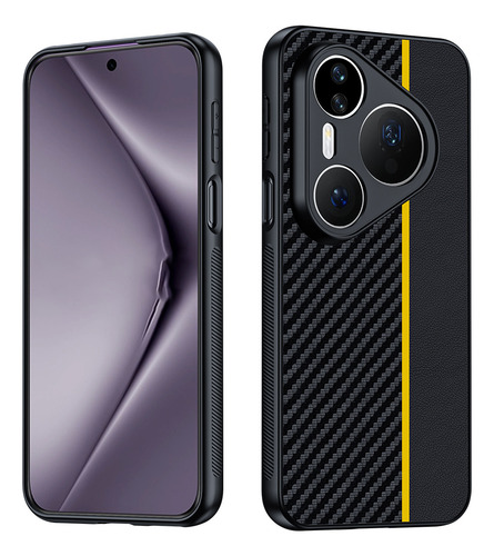 Capa De Telefone Com Textura De Fibra De Carbono Para Huawei