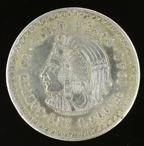 Méxco Gran Moneda De Plata 900 5 Pesos 1948 30 Gramos 