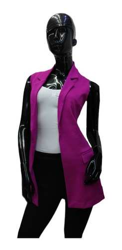 Chaleco Tipo Blazer Largo Para Mujer Casual Formal 