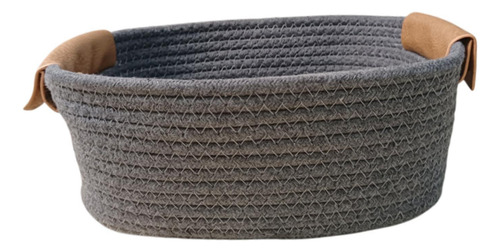 Algodón Tejido Cesta De Almacenamiento Rural Gris L