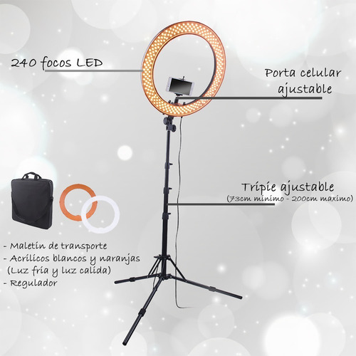 Aro Luz Led Profesional 240 Focos 18 PLG Maquillaje Lampara