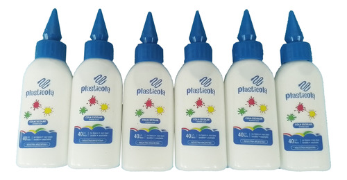 Adhesivo Vinílico Plasticola Blanco 40 Grs X 6 Unidades