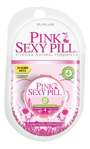 Pink Sexy Pill- 4 Tabletas 750mg - Fórmula Femenina- Blinlab Sabor Sin sabor