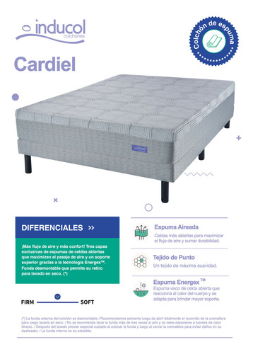 Inducol Espuma Cardiel 200x200cm súper king gris