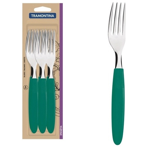 Garfo Tramontina De Mesa Inox Ipanema Cozinha 24 Pçs Verde