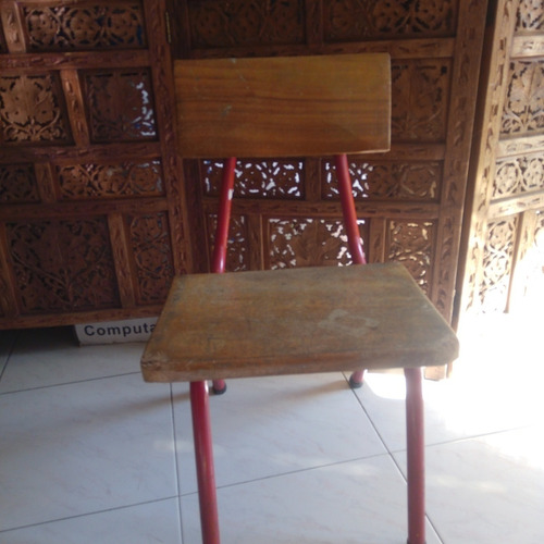 Silla Para Preescolar Con Espaldar En Madera Y Tubo Redondo