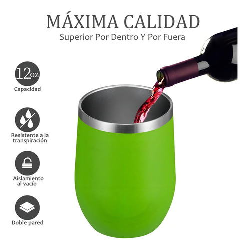 Vaso Térmico Para Vino, Café O Té 12oz Acero Inoxidable.