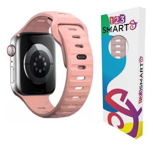Pulseira De Silicone Mariner Compativel Com Apple Watch Iwatch 9 8 7 6 5 4 3 2 1 Se 38mm 40mm 41mm - Cor Rosa