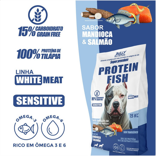 Ração Premium 15kg Protein Fish Sem Conservantes Artificiais
