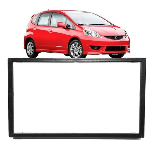 Moldura 2 Din Acabamento Dvd Mp5 Painel Honda Fit Preto 