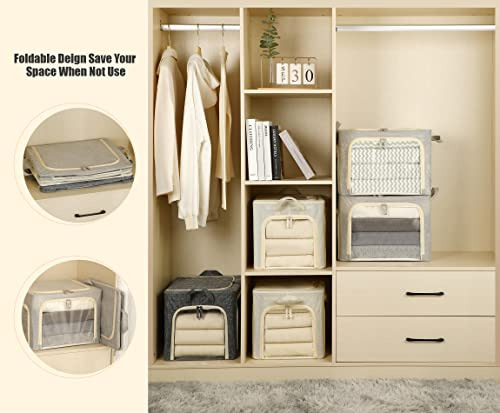 Conjunto De 3 Contenedores Almacenamiento Plegables Con Marc