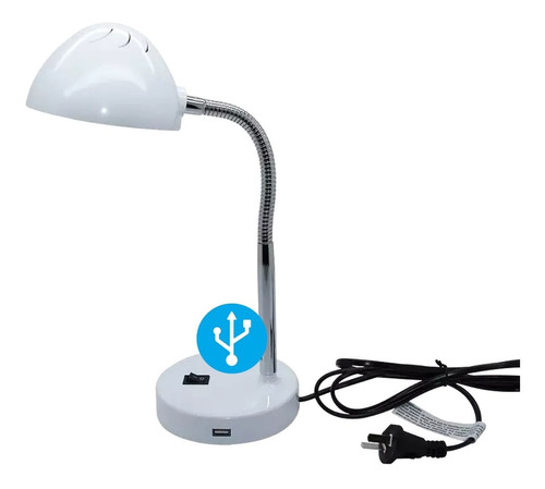 Velador Flexible Led Con Usb 3.5w Neutro 220v Blanco Sica