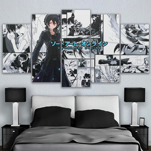 5 Cuadros Decorativos Kirito Sword Art Online Manga 150x84cm