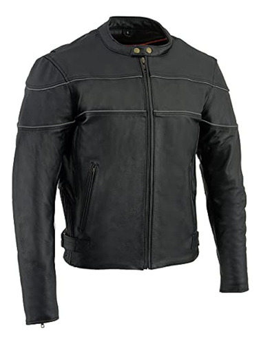 Chaqueta De Cuero Elástico Lateral De Cuero Negro Milwaukee 