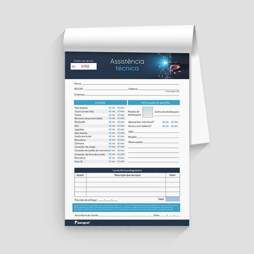 Bloco Ordem De Serviço Assistência De Celular - Modelo 2
