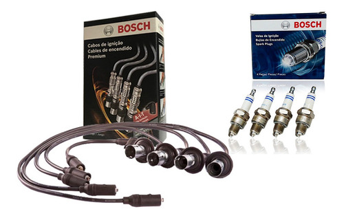 Kit Cabos E Velas Bosch Fusca Kombi Com Pino Rosca Curta