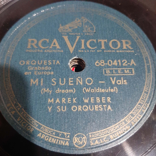 Pasta Marek Weber Y Su Orquesta Rca Victor C361