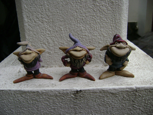 Lote 3 Duendes Gnomos Artesanales  De 6 Cm 