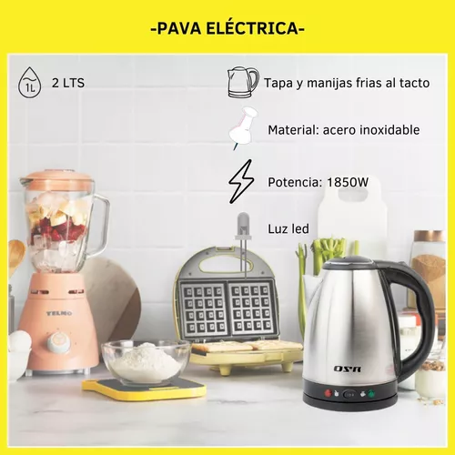 Pava Electrica Con Corte Para Mate Cafe Osr De Acero 2 Lts