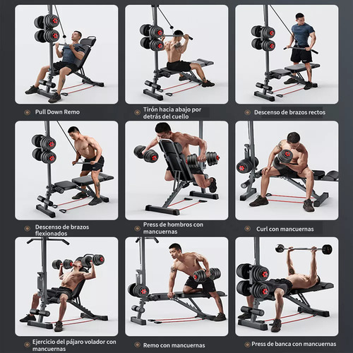 Banco Pesas Multiposiciones Plegable Ajustable Gym Ejercicio