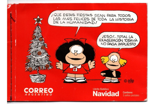 Argentina Carnet Navidad Quino = Mafalda X 3 Sellos 2017 