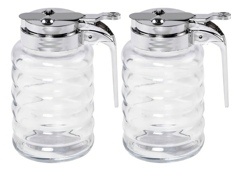 Kit 2 Meleiras De Vidro 150ml Com Dosador Potes Para Mel Lyo