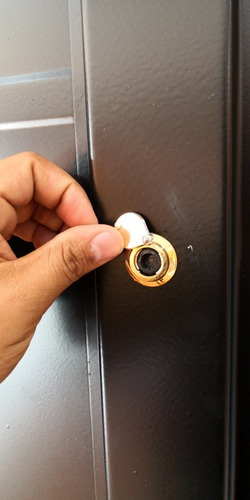 Puerta Chapa Simple Reforzada Barral Visor Tiras Espejadas