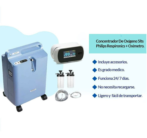 Imagen 4 de 10 de Concentrador De Oxígeno 5 Lt Everflo Philips Respironi C 5l