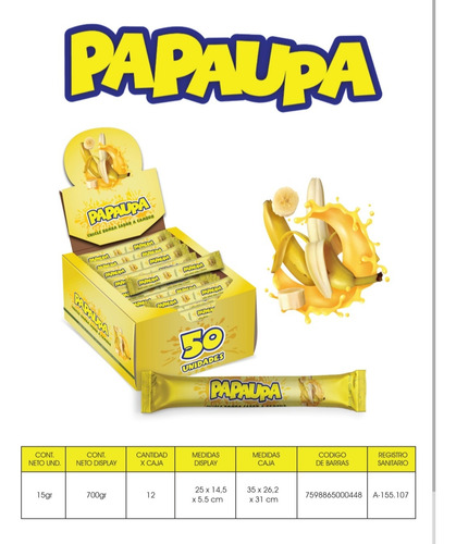 Chicle Papaupa Sabor A Cambur Caja 50 Unds
