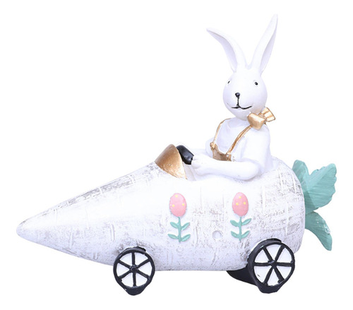 Resin Figurina De Automóvil De Bunny De Pascua Para Patio,
