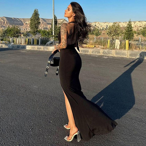 Vestido De Fiesta De Verano Sin Espalda Para Mujer, Maxi Hal