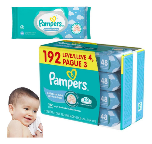 Lenços Umedecidos Cuidado De Bebê Com 192 Unidades Pampers